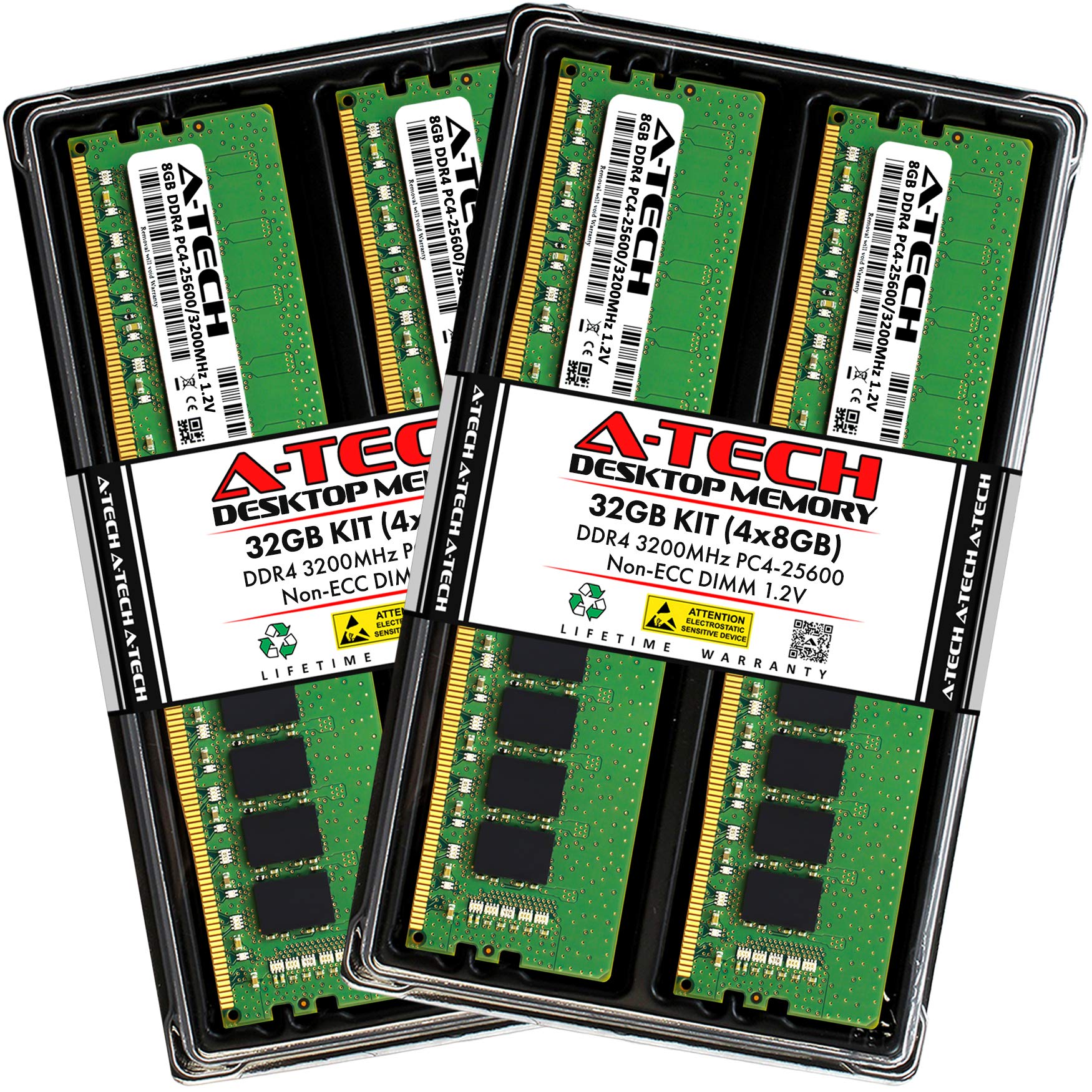 A-Tech 32GB (4x8GB) DDR4 3200 MHz UDIMM PC4-25600 (PC4-3200AA